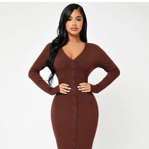 sexy button through rib knit bodycon dress size med 6 NWOT